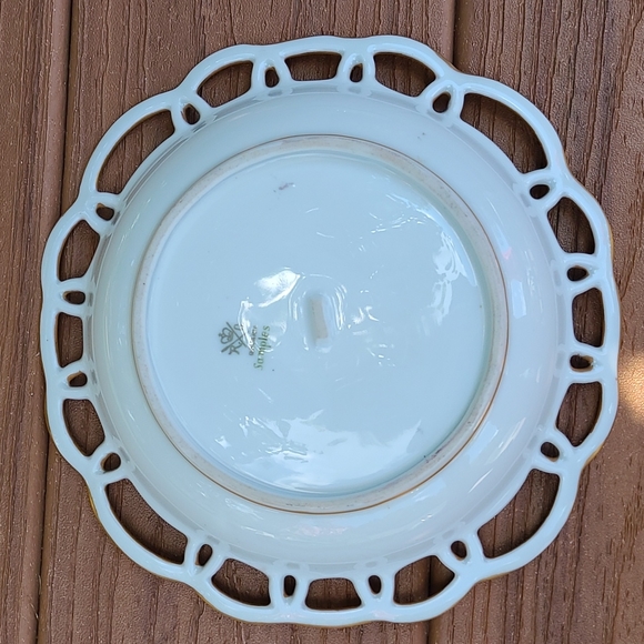 Vintage Bavaria hand-painted plate / dish w pheasant, flowers & trees gold trim - Picture 4 of 4